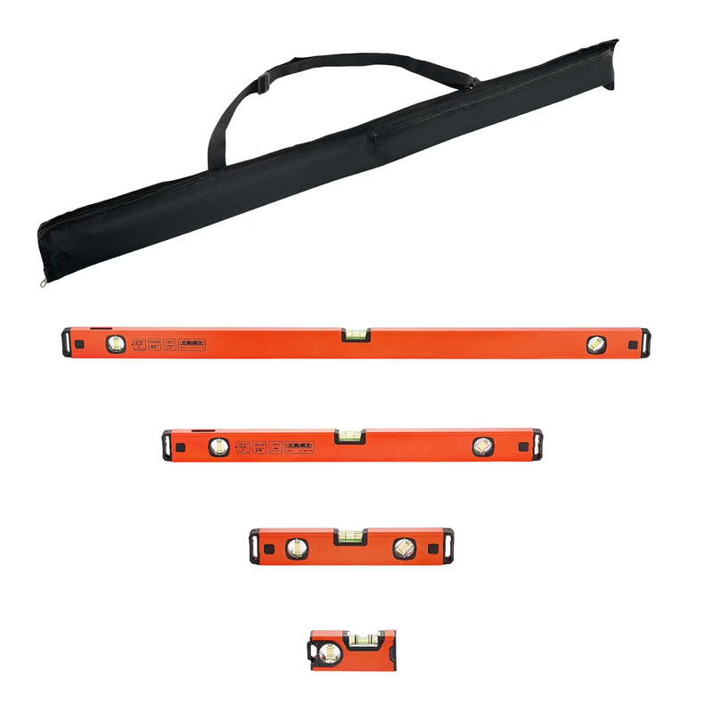 4Pc Magnetic Torpedo Level Set 4/12/24/40in Aluminum Box Beam Green Vials10