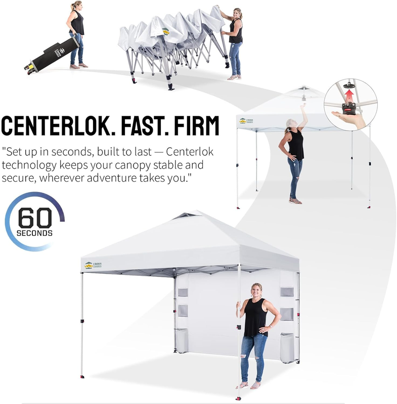 Crown Shades 10x10 Pop Up Canopy Tent w/ Sidewall Easy Setup Grid White5