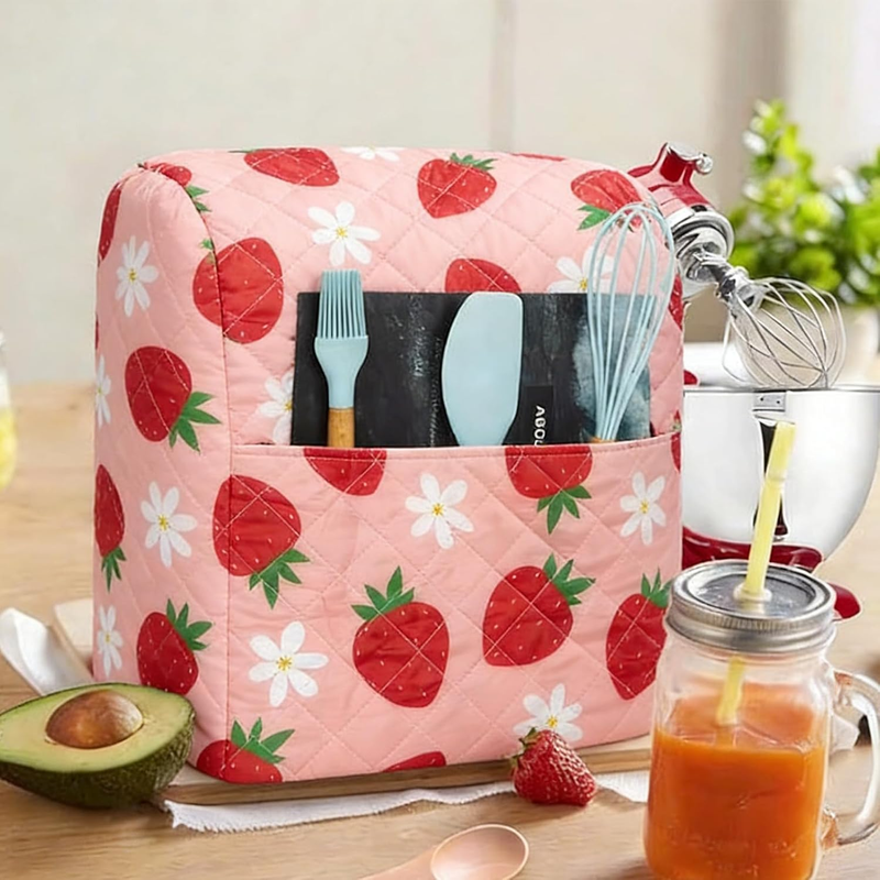 Strawberry Stand Mixer Cover Fits KitchenAid 5 8 Qt w/ Storage Pockets5