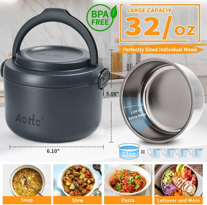 Electric Lunch Box 32 Oz Portable Food Warmer 3 in 1 12V 24V 110V Grey2