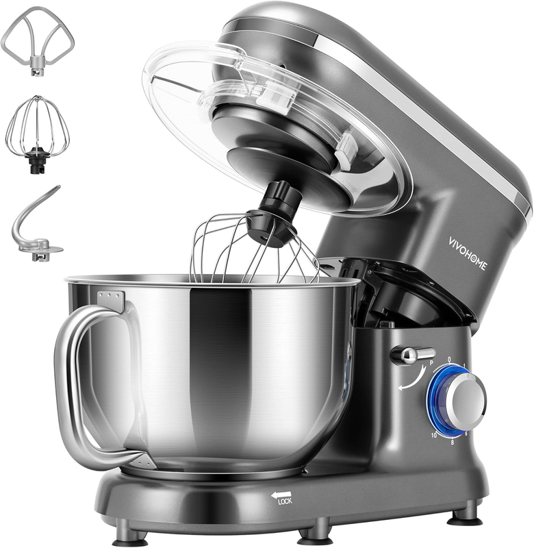 660W Stand Mixer 10 Speed 6Qt Tilt Head Kitchen Mixer Gray11