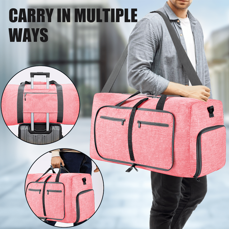 65L Foldable Duffel Bag Women, 24" Travel Bag with Shoes Compartment, Weekender4