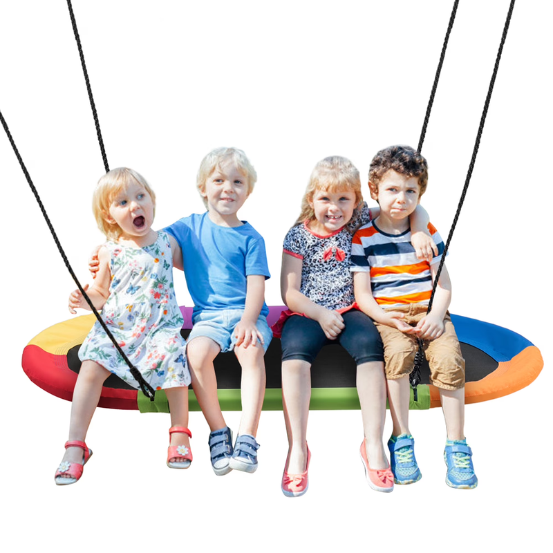 60" Saucer Tree Swing, Adjustable Outdoor Kids Giant Oval Platform, Colorful0