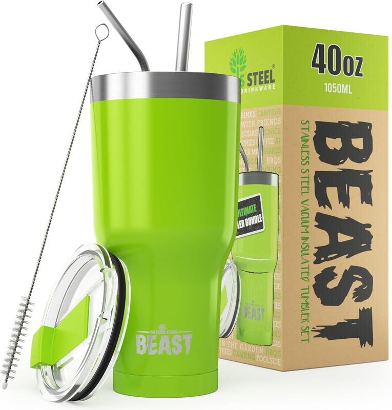 40oz Stainless Steel Tumbler Double Wall Insulated Ice Coffee Cup Green0