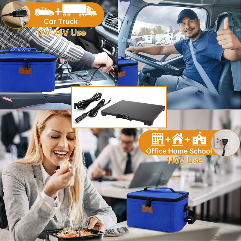 Portable Electric Lunch Box 12V/24V/110V Food Warmer Blue1