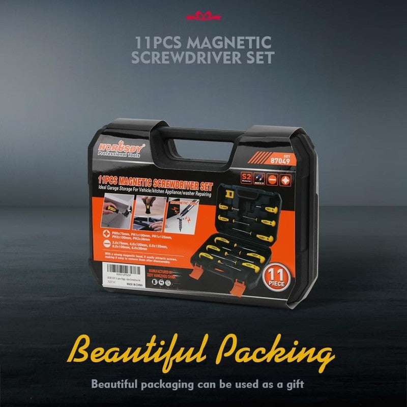 Magnetic 11 Piece Screwdriver Set with Case   Phillips & Flat Head Tips8