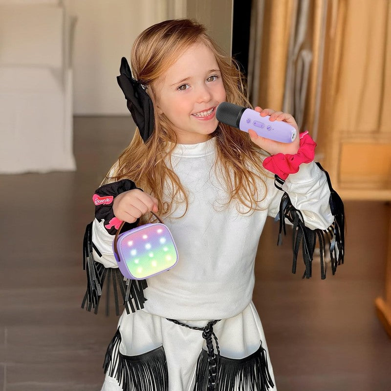 Mini Karaoke Machine with 2 Wireless Mics - Perfect Gift for Kids 4-12 (Purple)8