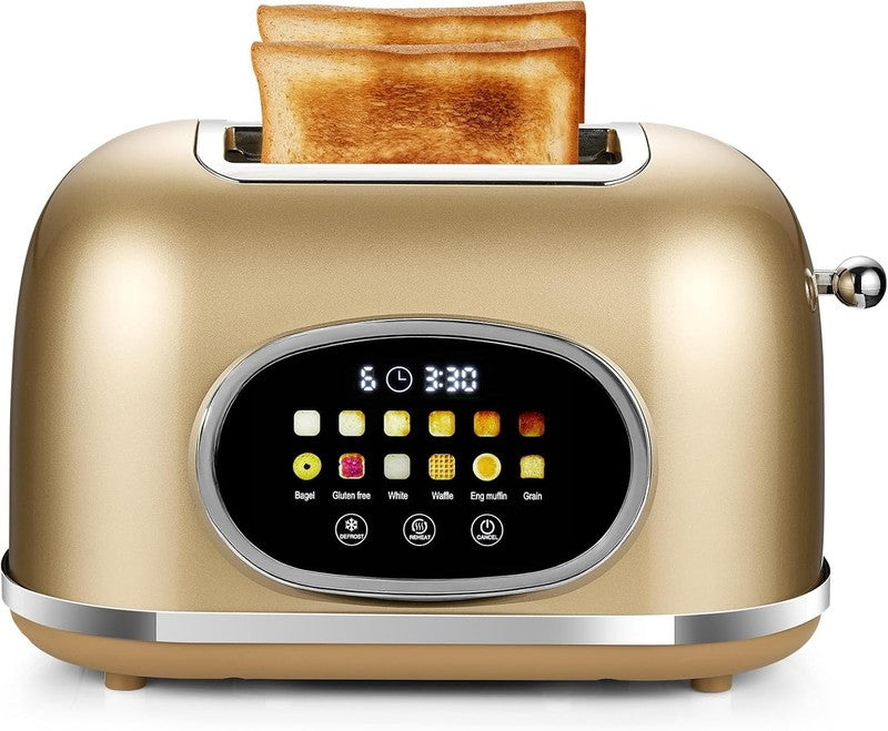 Smart Touch Screen 2 Slice Toaster Retro Stainless Steel, 6 Bread Settings8