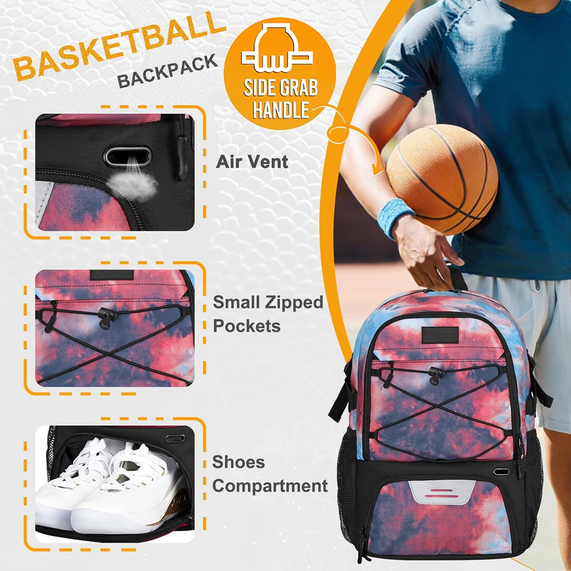 Soccer Basketball Backpack w/ Ball & Shoe Compartment Sports Travel Bag2