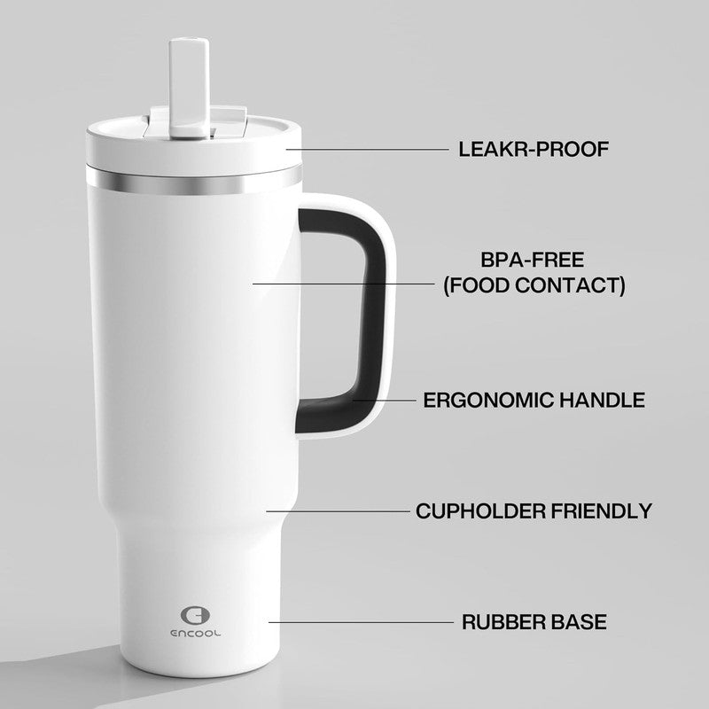 40 Oz Stainless Steel Tumbler with Handle, Straw & 24 Hour Cold Insulation2