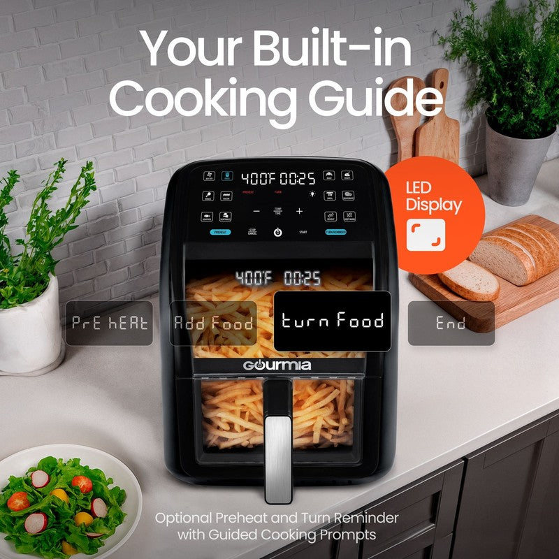 7QT Digital Air Fryer Panoramic View Window 12 Preset Touch Screen Cooker Black6