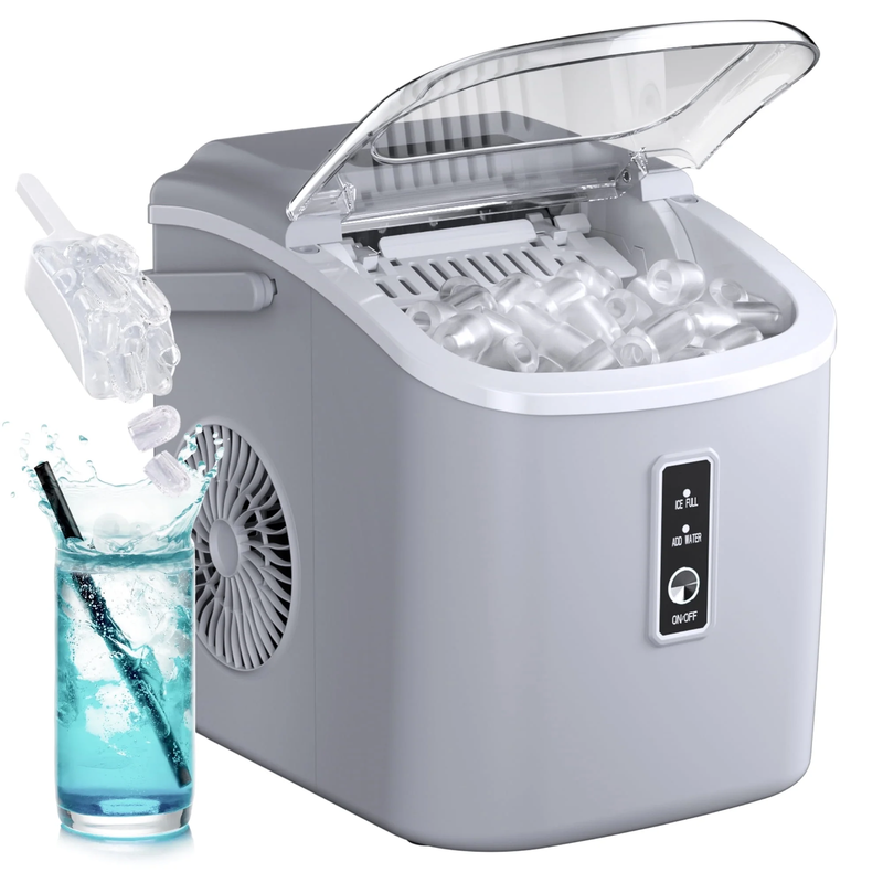 Portable Countertop Ice Maker with Handle 26Lbs/24H 9 Bullet Ice Self Cleaning0