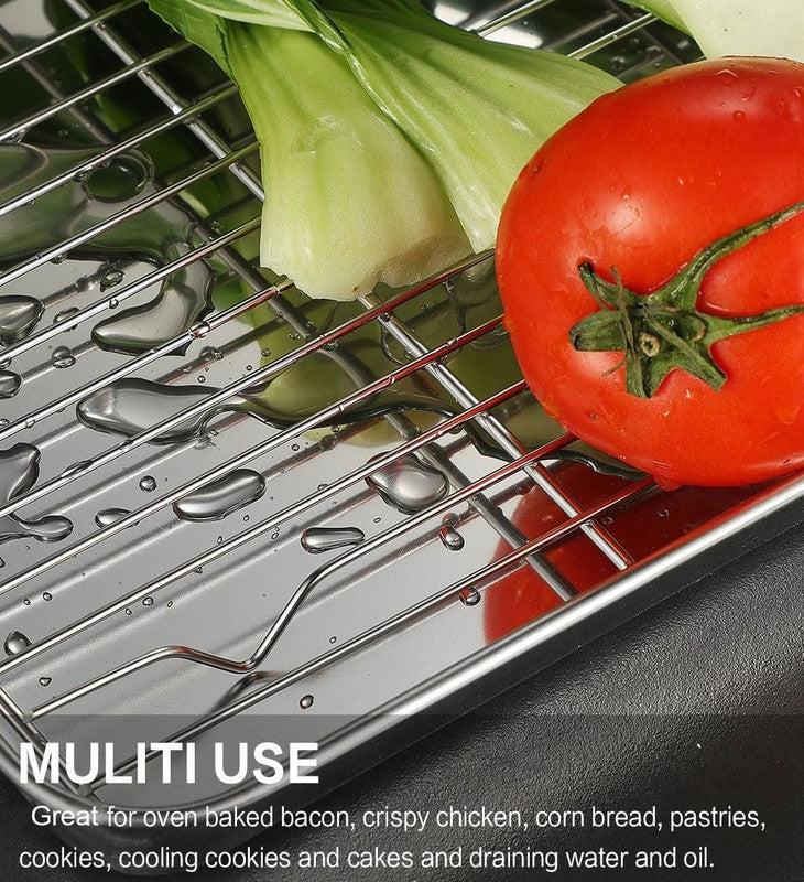 Stainless Steel Baking Sheet Tray Cooling Rack with Silicone Baking Mat Set, Coo6