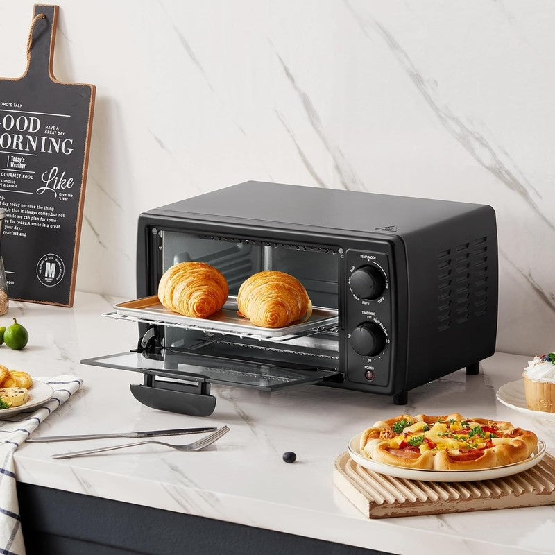 Toaster Oven 4 Slice, Compact Countertop, Fits 9" Pizza, 950W, Black CTO-E101A6