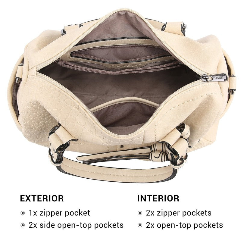 Women Soft Vegan Leather Barrel Bags Large Top Handle Totes Satchel Handbags Sho4