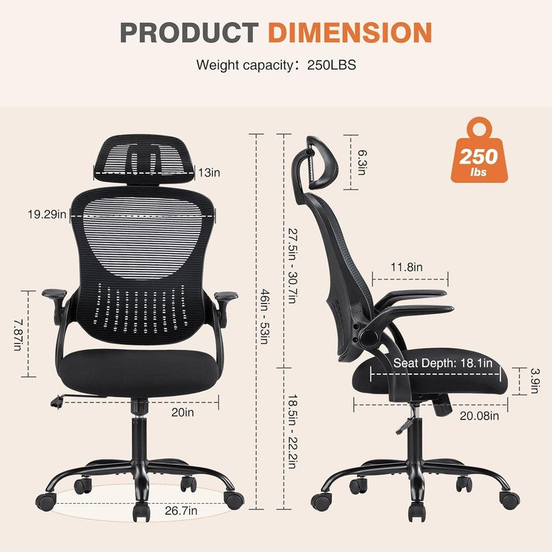 Ergonomic High-Back Mesh Office Chair with Adjustable Headrest & Lumbar Support1