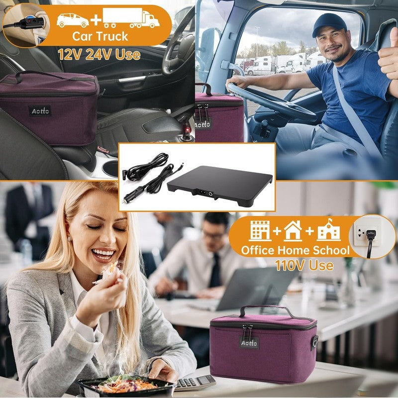Portable Electric Lunch Box Oven Food Warmer 3 in 1 12V 24V 110V Deep Purple1