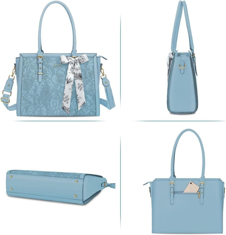 Women Laptop Tote Bag 17–17.3 Inch Waterproof PU Leather Shoulder Satchel Air Bl5