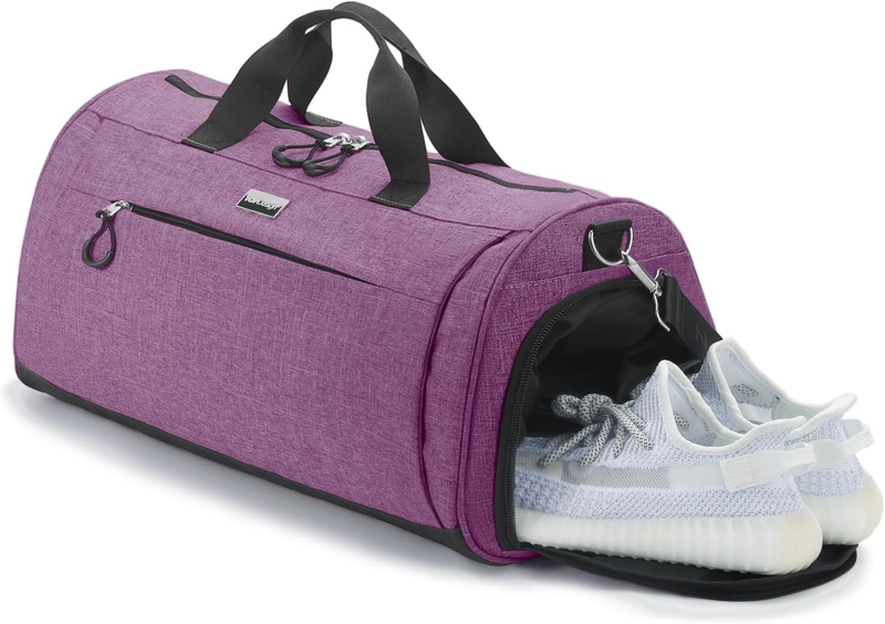Gym Bag Unisex Duffel Shoe Compartment Wet Pocket Travel Sports Textured Purple9
