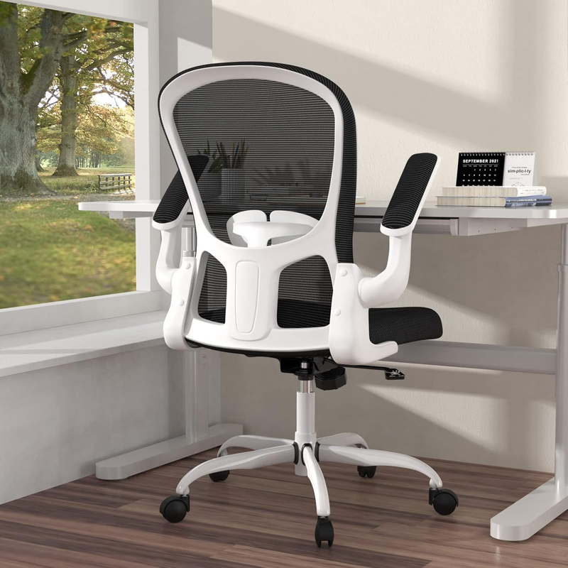 Ergonomic Mesh Office Chair Swivel Desk Chair Flip Up Arms Lumbar Support8