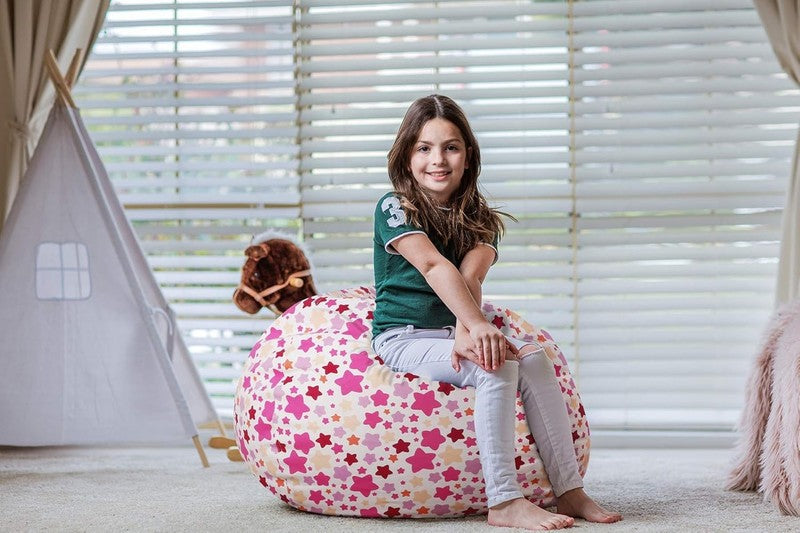Kids Stuffed Animal Storage Bean Bag Cover XL Cotton Canvas Small Star6