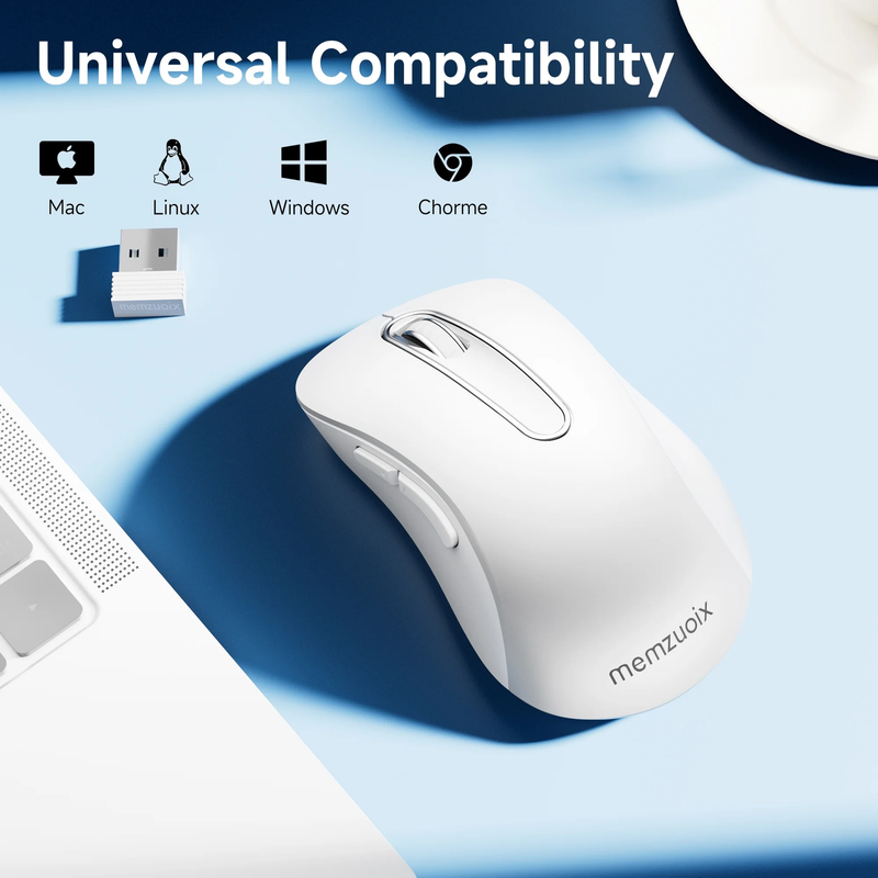 2.4GHz Wireless Mouse 1200 DPI 5 Button USB Receiver PC Laptop Pure White7