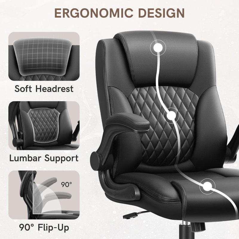 400LB Big Tall Leather Office Chair Ergonomic Executive Chair Black4