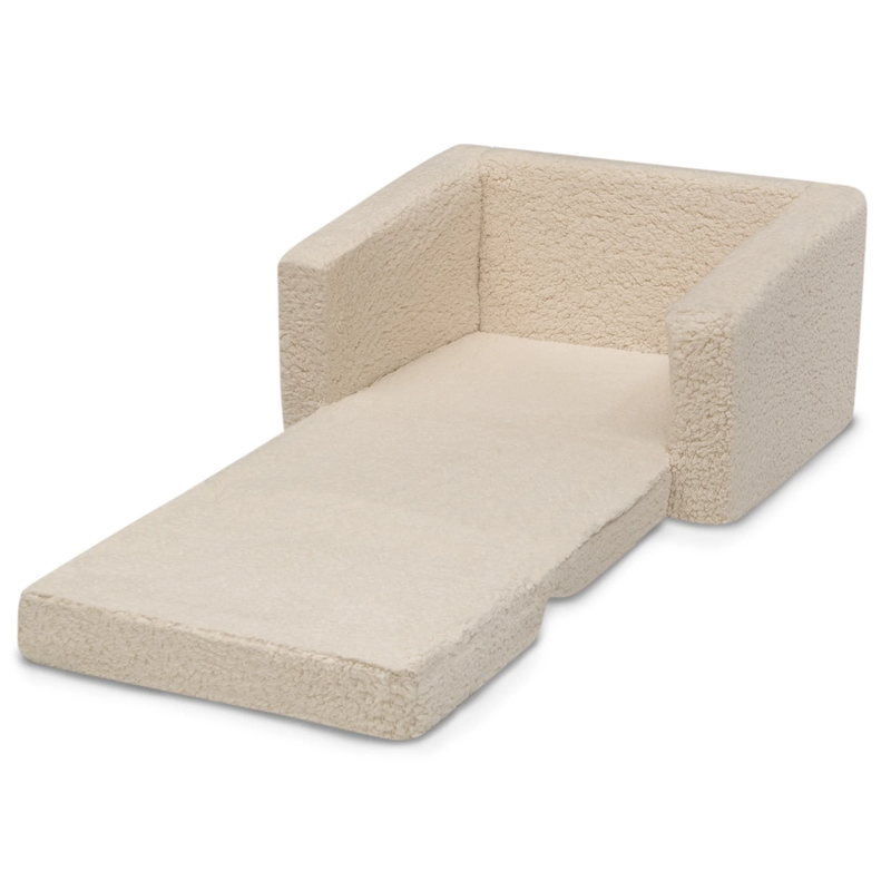 Cozee Flip Out Sherpa 2 In 1 Convertible Chair to Lounger for Kids, Cream4