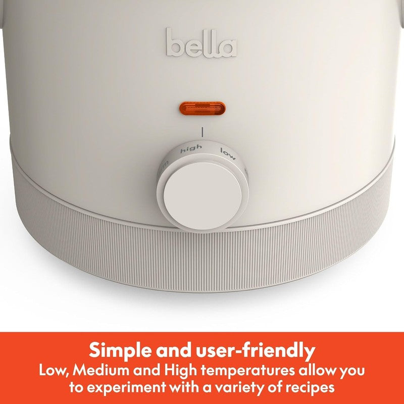 Bella 1.5Qt Slow Cooker, 3 Heat Manual, Nonstick Ceramic Pot, Glass Lid, Oatmilk2