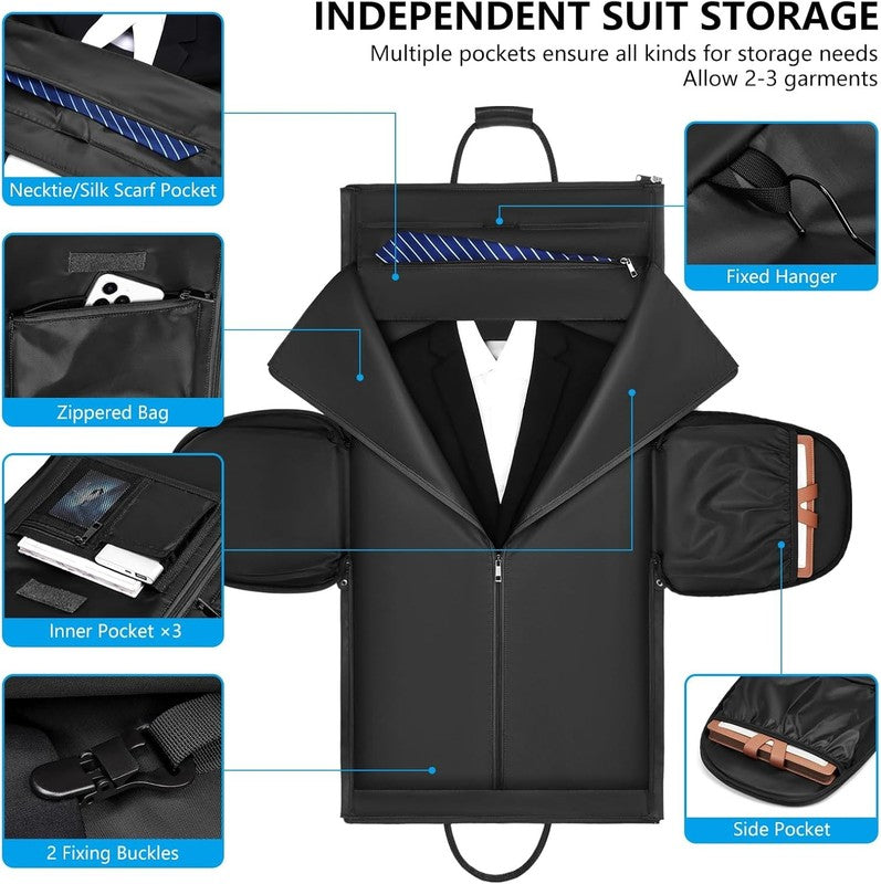 Men Leather 2in1 Garment Duffle Bag Waterproof Suit Travel Carry On1