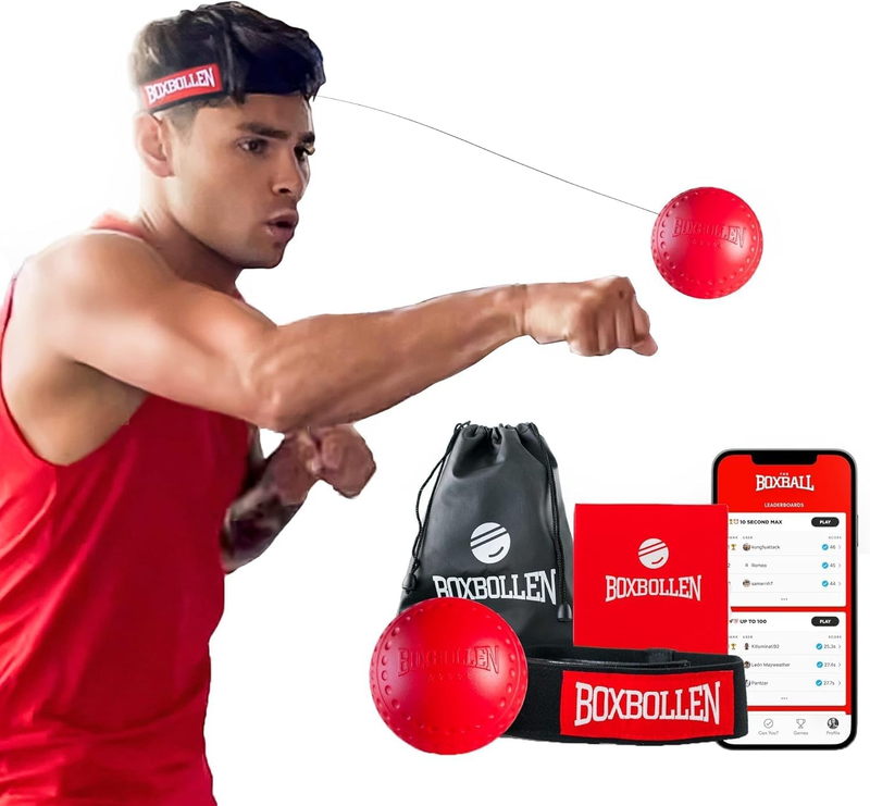  Boxing Reflex Ball - Celebrity-Endorsed Home Workout Game - App-Connected Punc0