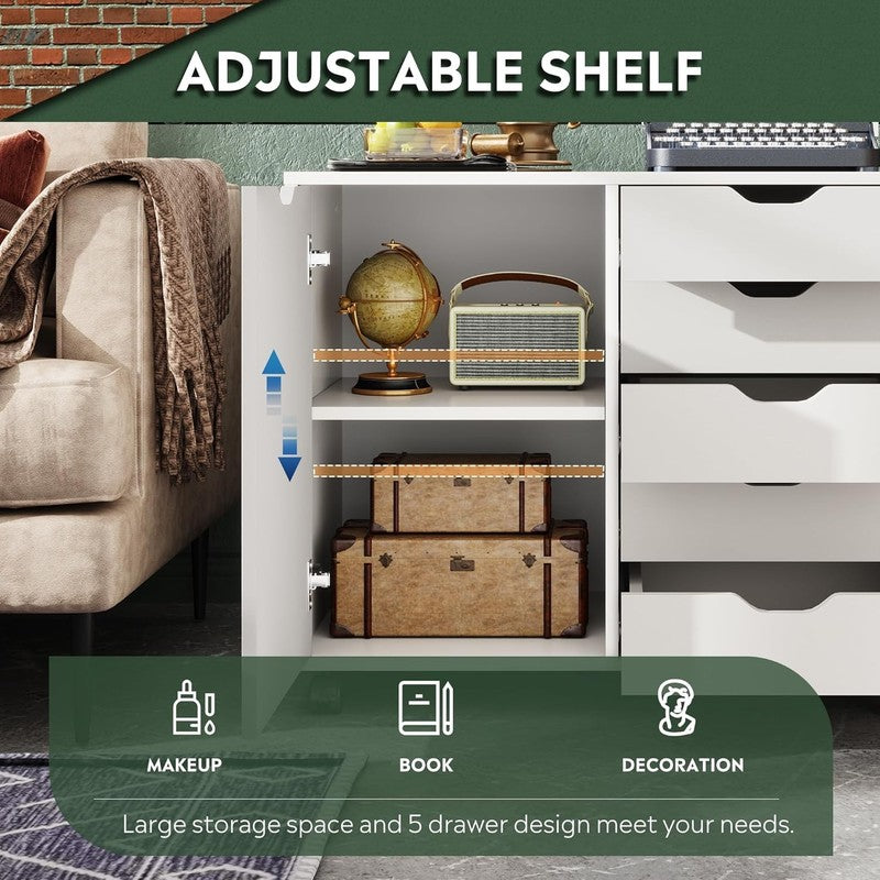 Stylish 5-Drawer Wood Dresser Chest & Mobile Storage Cabinet for Home Office4