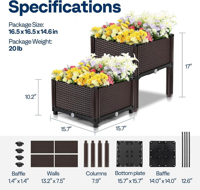 4 Pack Elevated Garden Bed Planter Kit with Drainage for Patio & Deck6