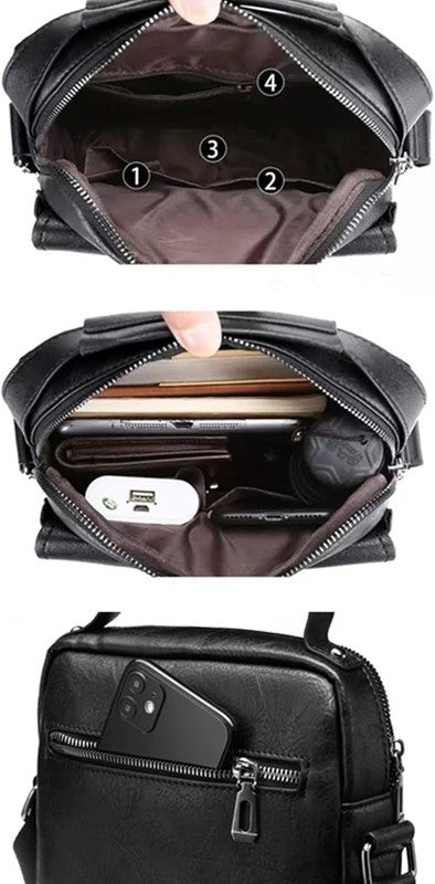 Vintage Leather Messenger Bag Crossbody Shoulder Bag Zipper Buckle Handbag4