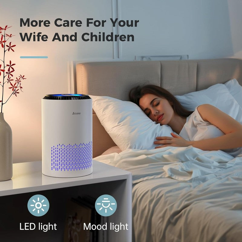 Air Purifier for Home Bedroom MK01 HEPA Filter Smoke Pets Allergies White6