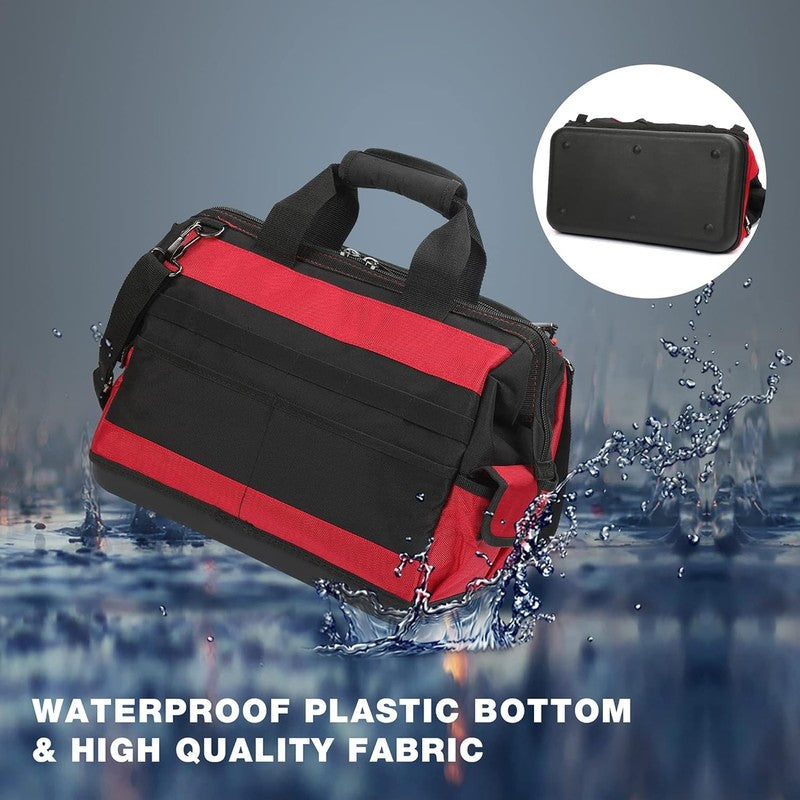 16" Wide Mouth Tool Bag 46 Pockets Waterproof Rubber Base Organizer2