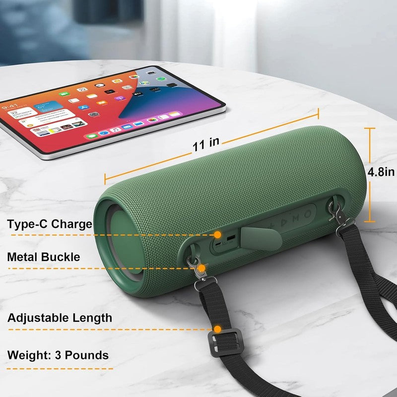 40W Bluetooth Speaker, Deep Bass, IPX5, RGB Lights, All-Day Playtime, Green6