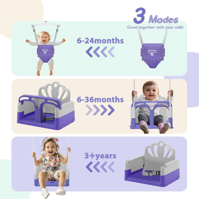 2 in 1 Foldable Toddler Swing & Baby Jumper, Easy Install & Store, Purple4