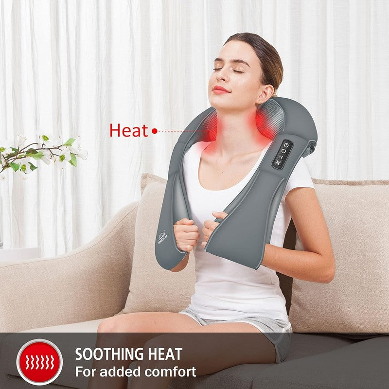 Cordless Shiatsu Neck Back Massager w/ Heat Portable Pain Relief Grey1