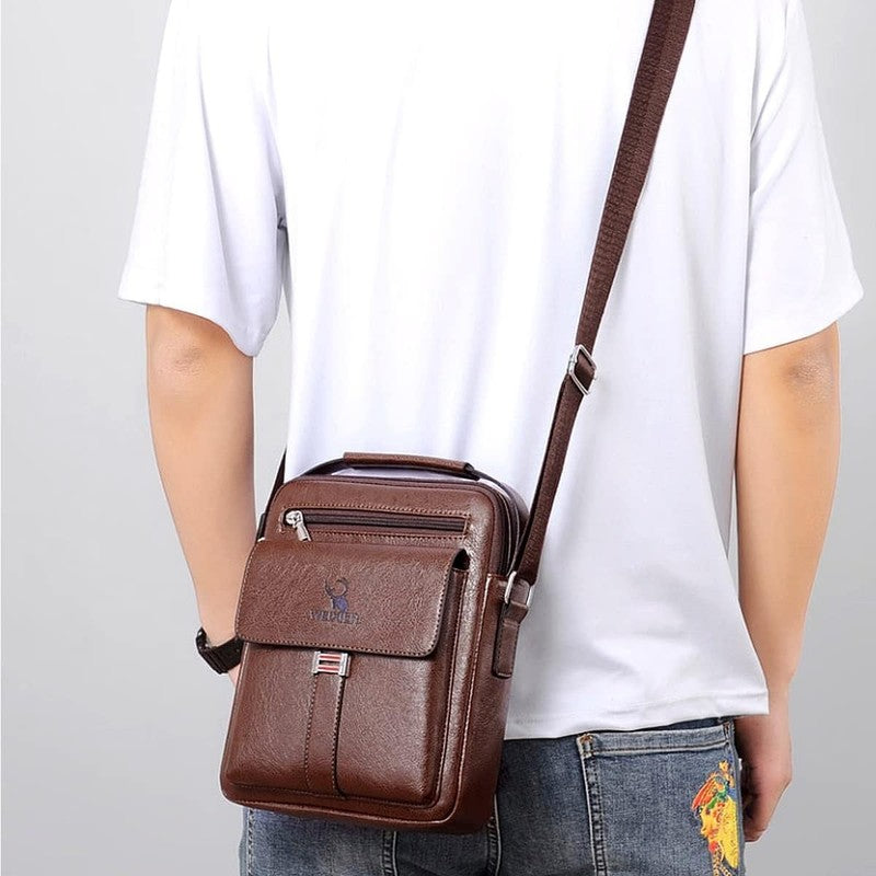 Vintage Leather Messenger Bag Crossbody Shoulder Bag Zipper Buckle Tote Bag2