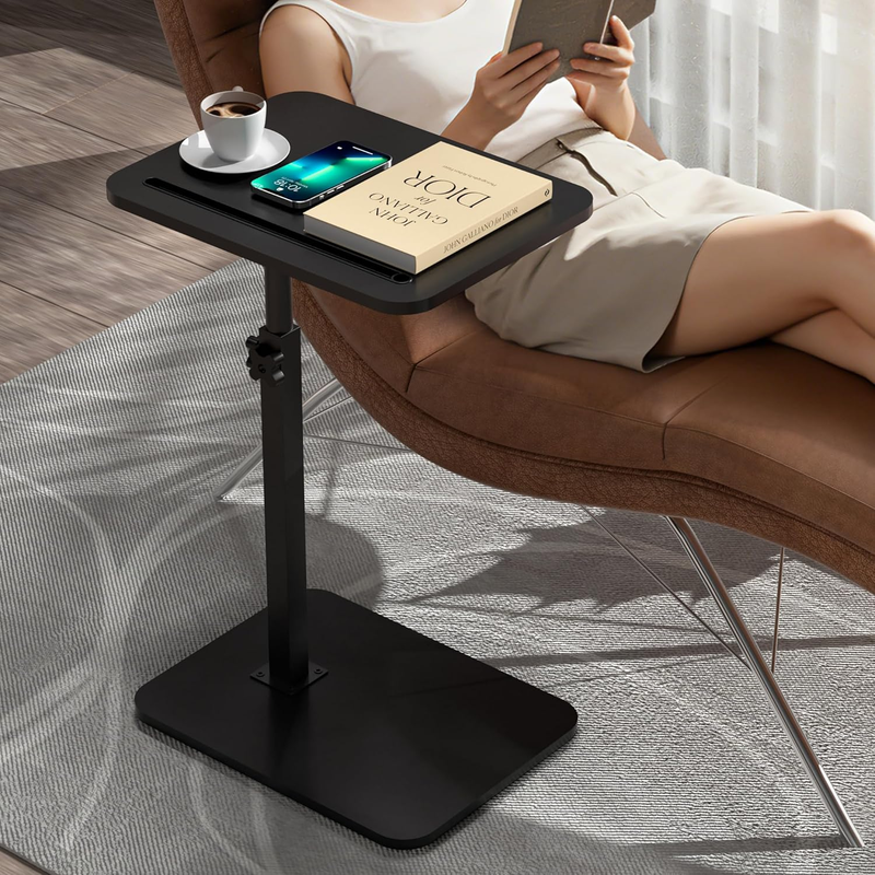 C Table Sofa Side Tray Black Swivel Adjustable Height Laptop Desk Tablet Holder3