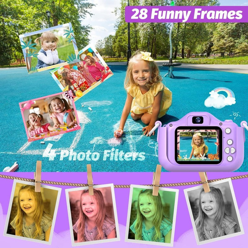 Kids Selfie Digital Camera Toy w/ Protective Cover 32GB SD Card Ages 3 93