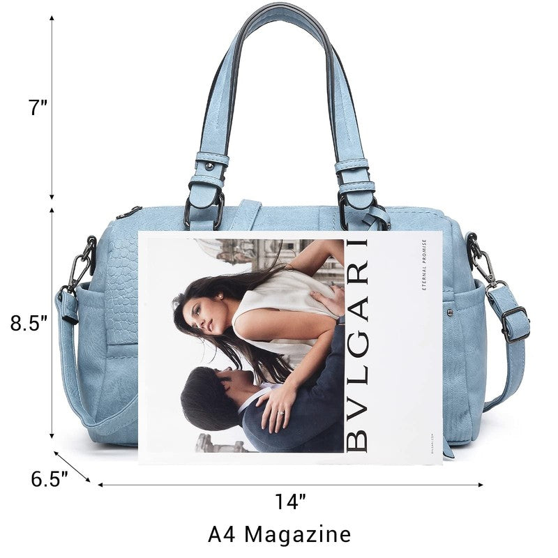 Women Soft Vegan Leather Barrel Bags Large Top Handle Totes Satchel Handbags Sho4