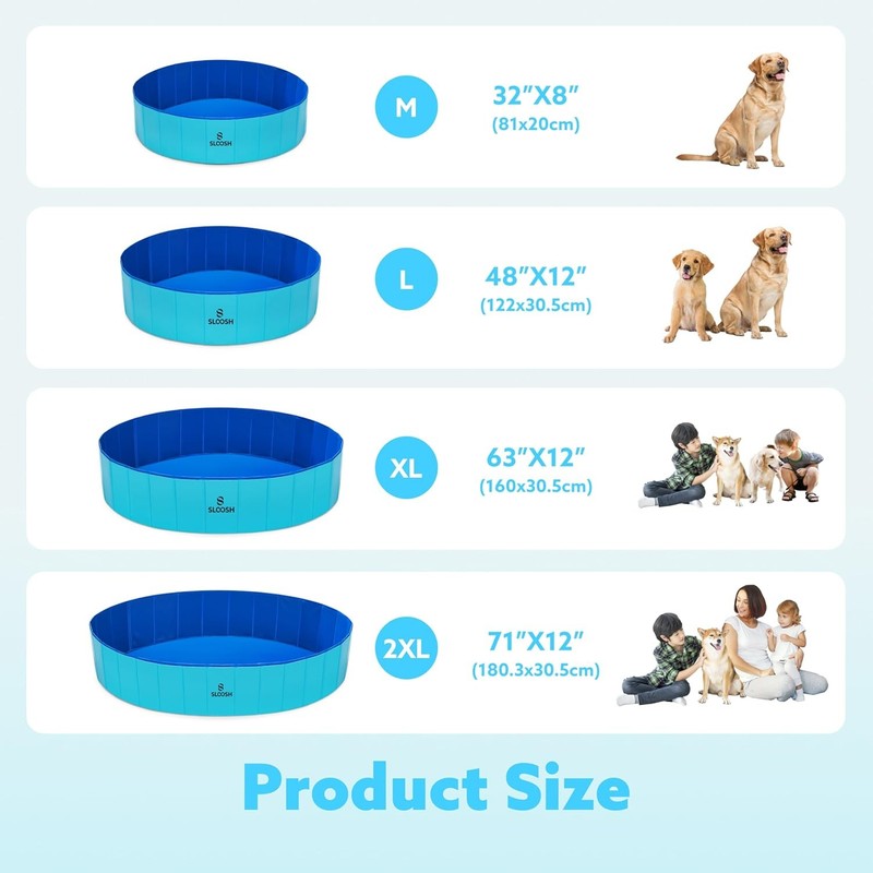 Foldable Dog Kiddie Pool - Portable Hard Plastic Doggie Swimming Pool, Anti-Slip5