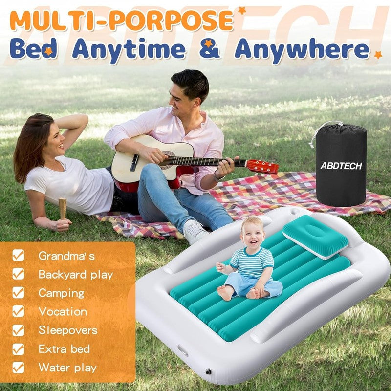 Inflatable Toddler Travel Bed with Safety Sides, 60" Kids Air Mattress & Pump5