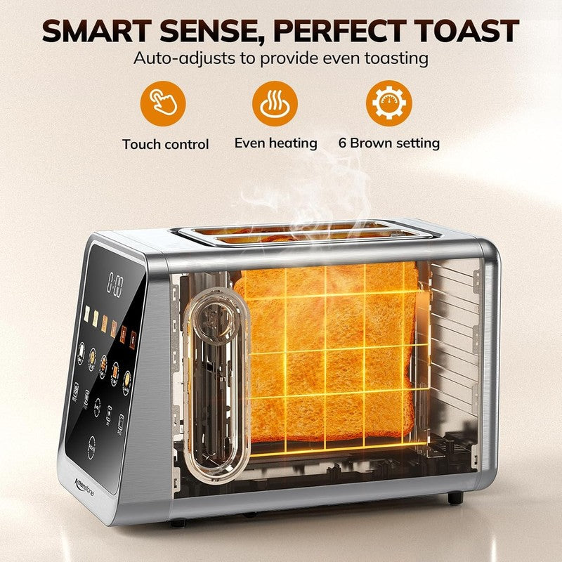 2-Slice Digital Smart Toaster Touchscreen Reheat Defrost Bagels Bread SS2
