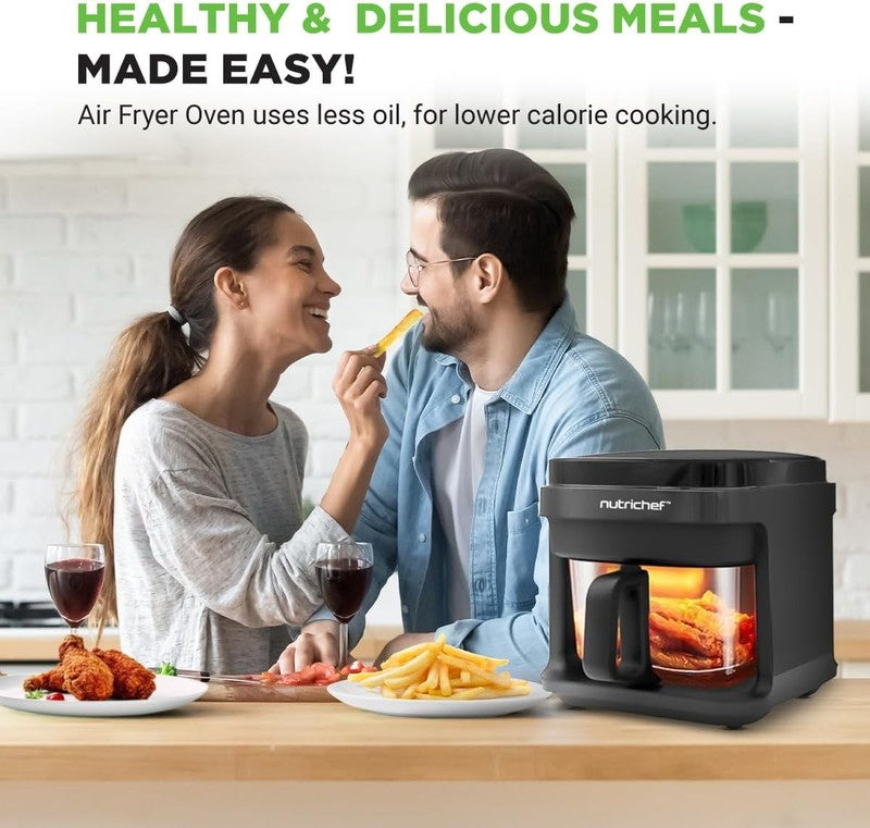 5.8Qt Air Fryer 8-in-1 w/ Transparent Bowl Precise Temp Control Grey1