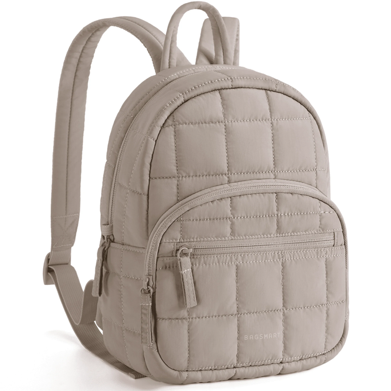 Women Mini Backpack Quilted Puffer Bag Travel Daypack Pink9