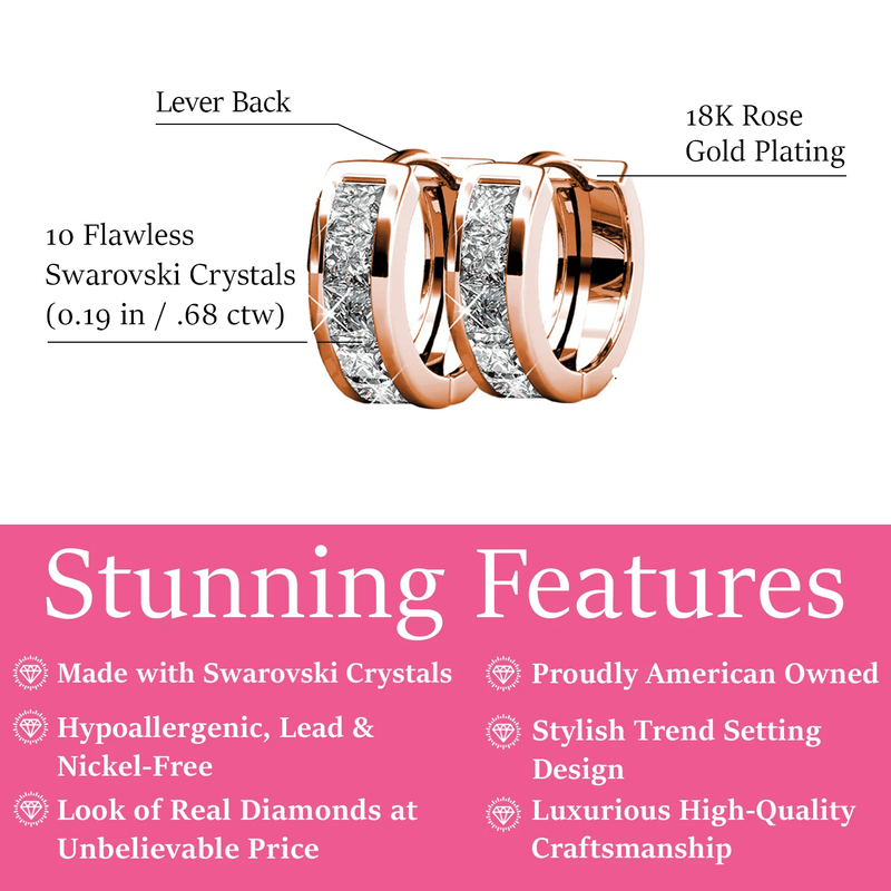 Giselle Chunky 18K Rose Gold Plated 15Mm Women Hoop Earrings with Crystals1