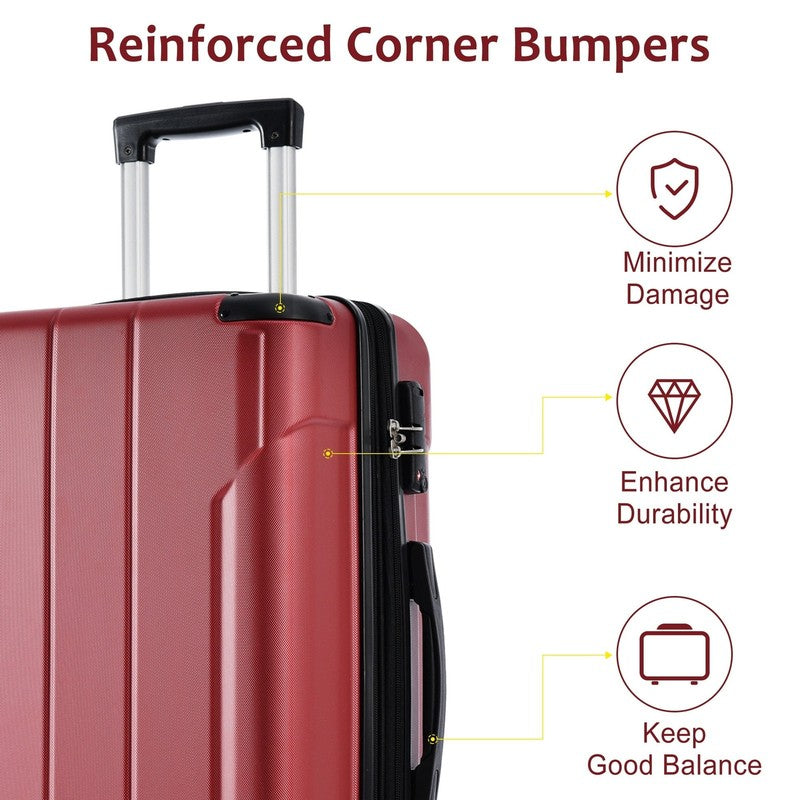 Carry on Luggage 24 Inch, ABS+PC Lightweight 65L Capacity Hardshell Suitcase wit1